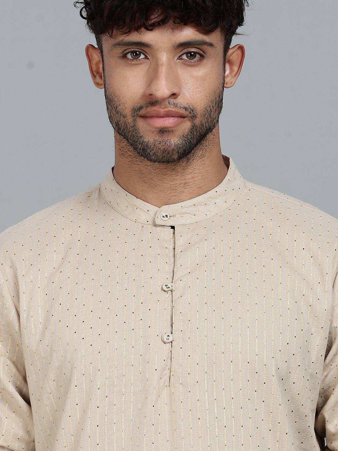 Grey Lurex Straight kurta with solid Dhoti Pants set