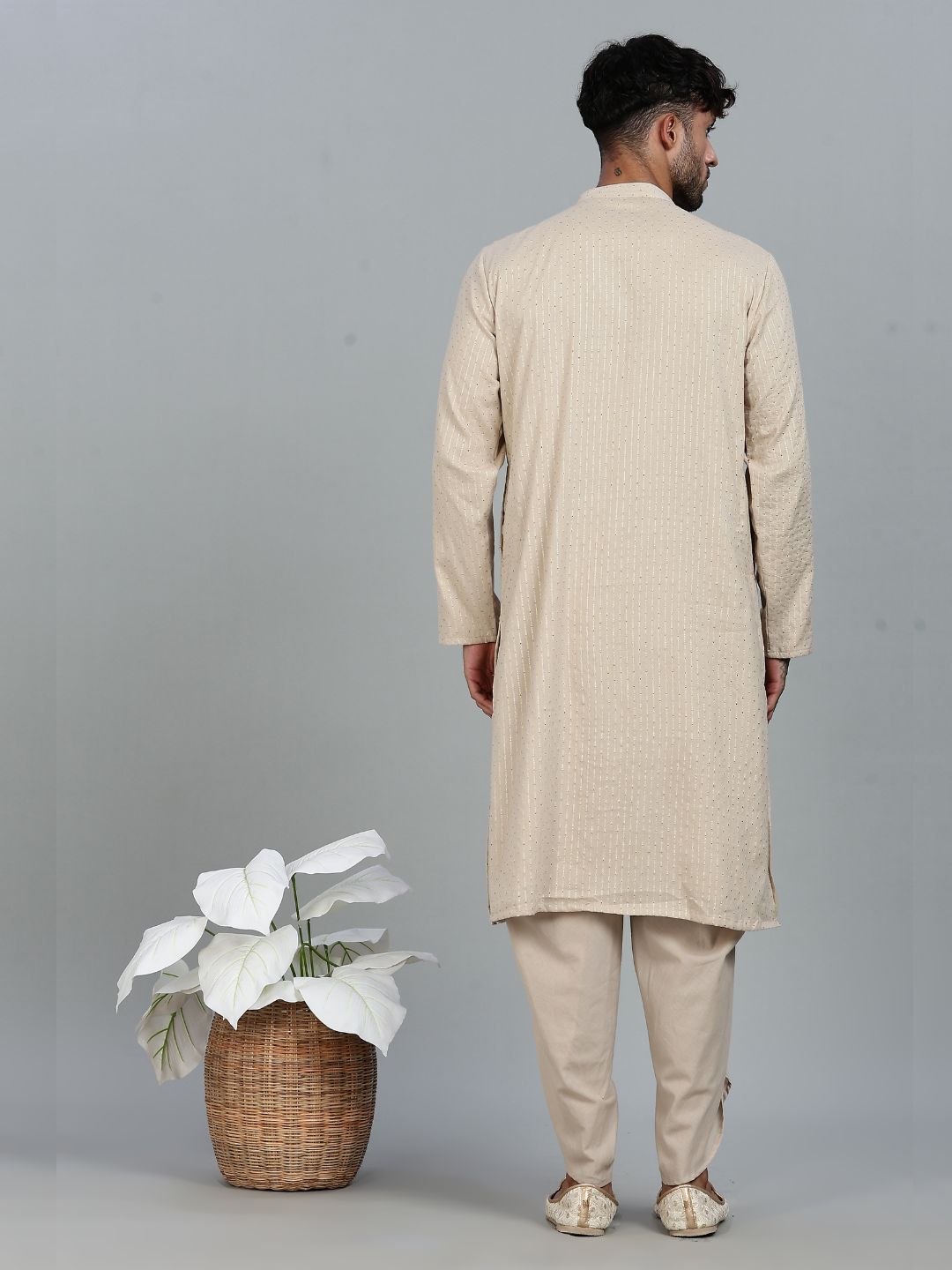 Grey Lurex Straight kurta with solid Dhoti Pants set