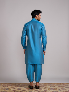 Overlap draped neck kurta- Blue moon