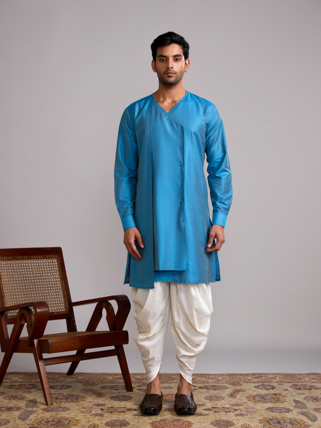 Overlap layered panel kurta- Blue moon