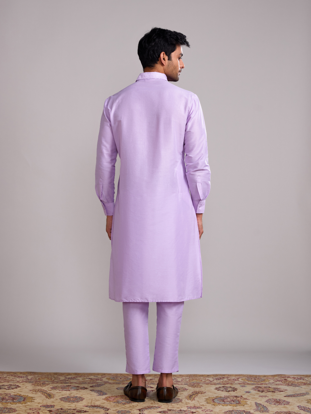 Gulmohar Classic collar straight kurta- Lavender