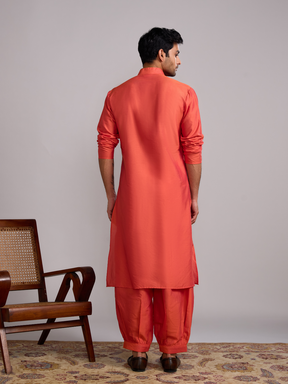 Classic collar straight kurta- Spicy orange