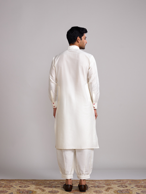 Pintuck yoke straight kurta- Ivory