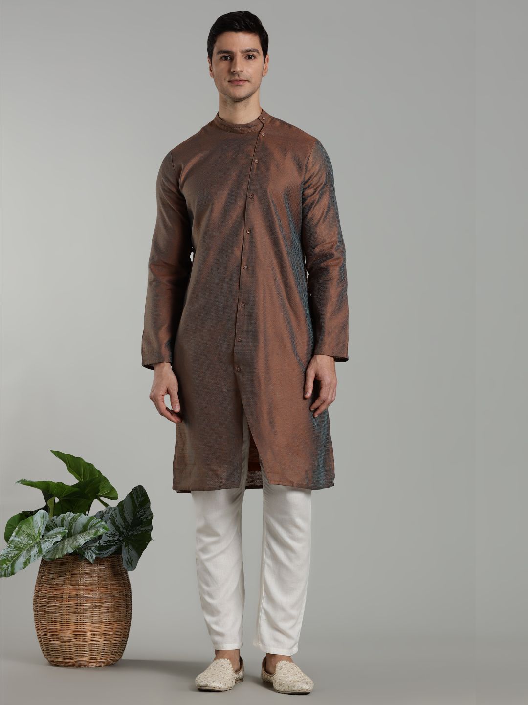 Asymmetric Jacquard Kurta