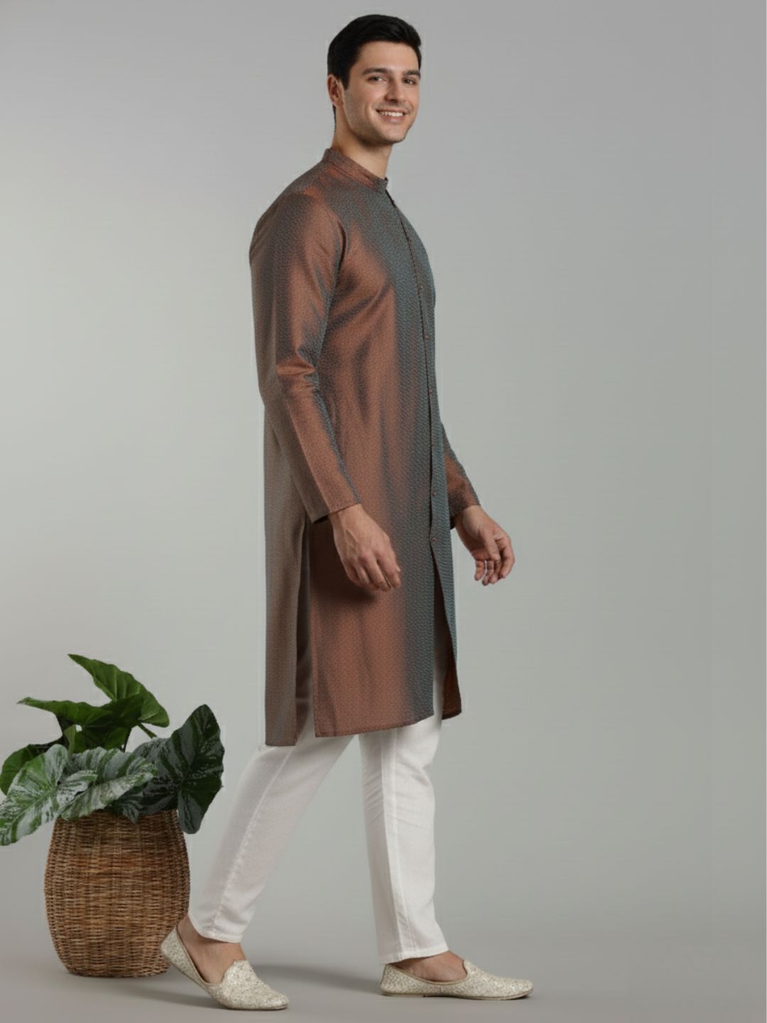 Asymmetric Jacquard Kurta