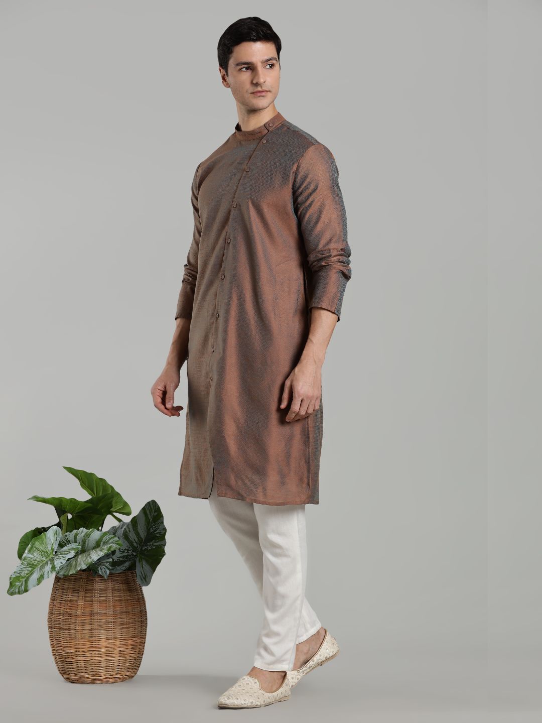 Asymmetric Jacquard Kurta