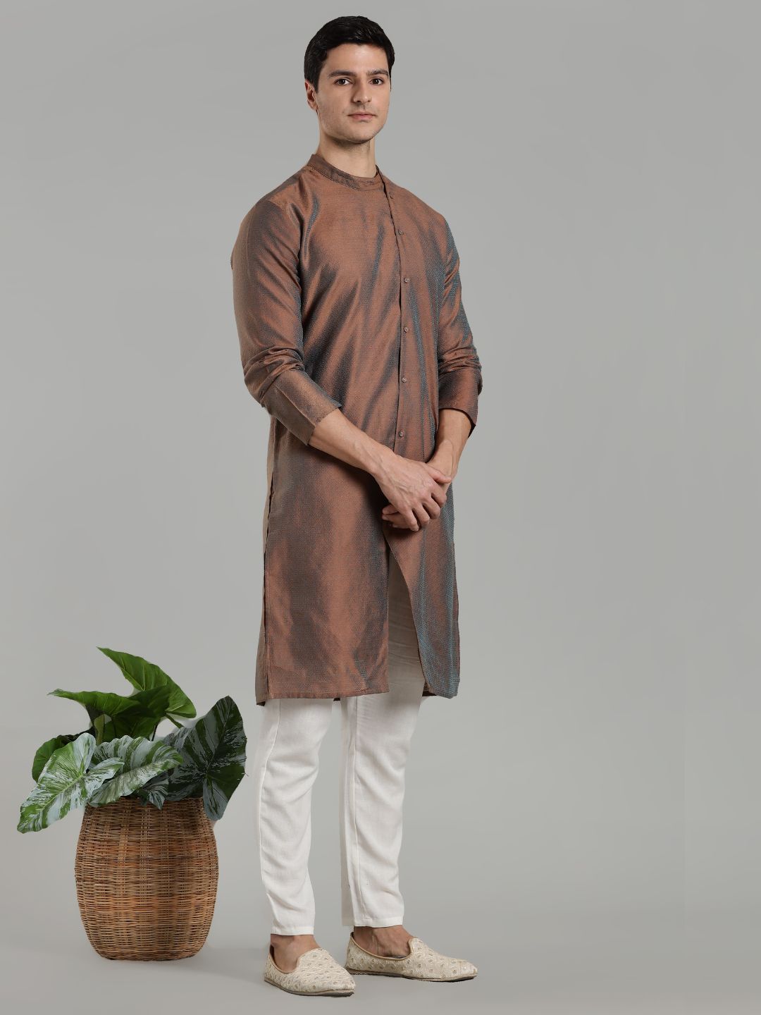 Asymmetric Jacquard Kurta