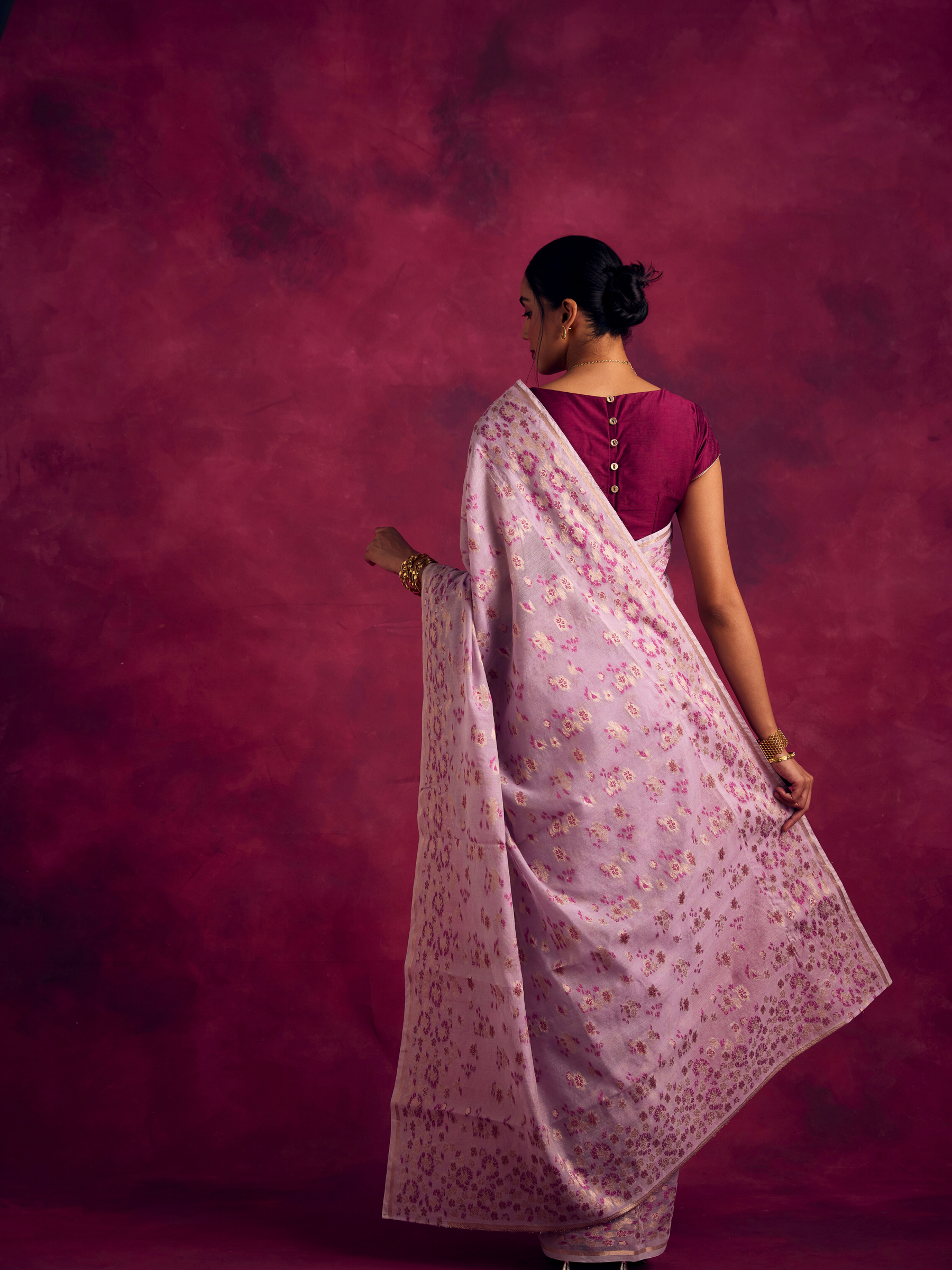 Banarasi sakura woven zari saree-Lavender