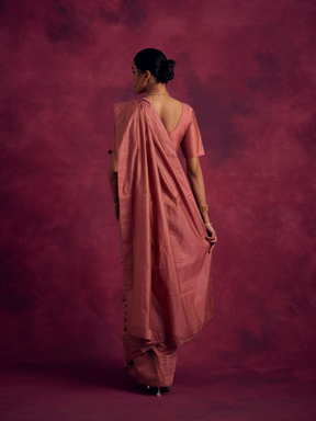 Semi Chinia Silk woven saree -Rose Brown