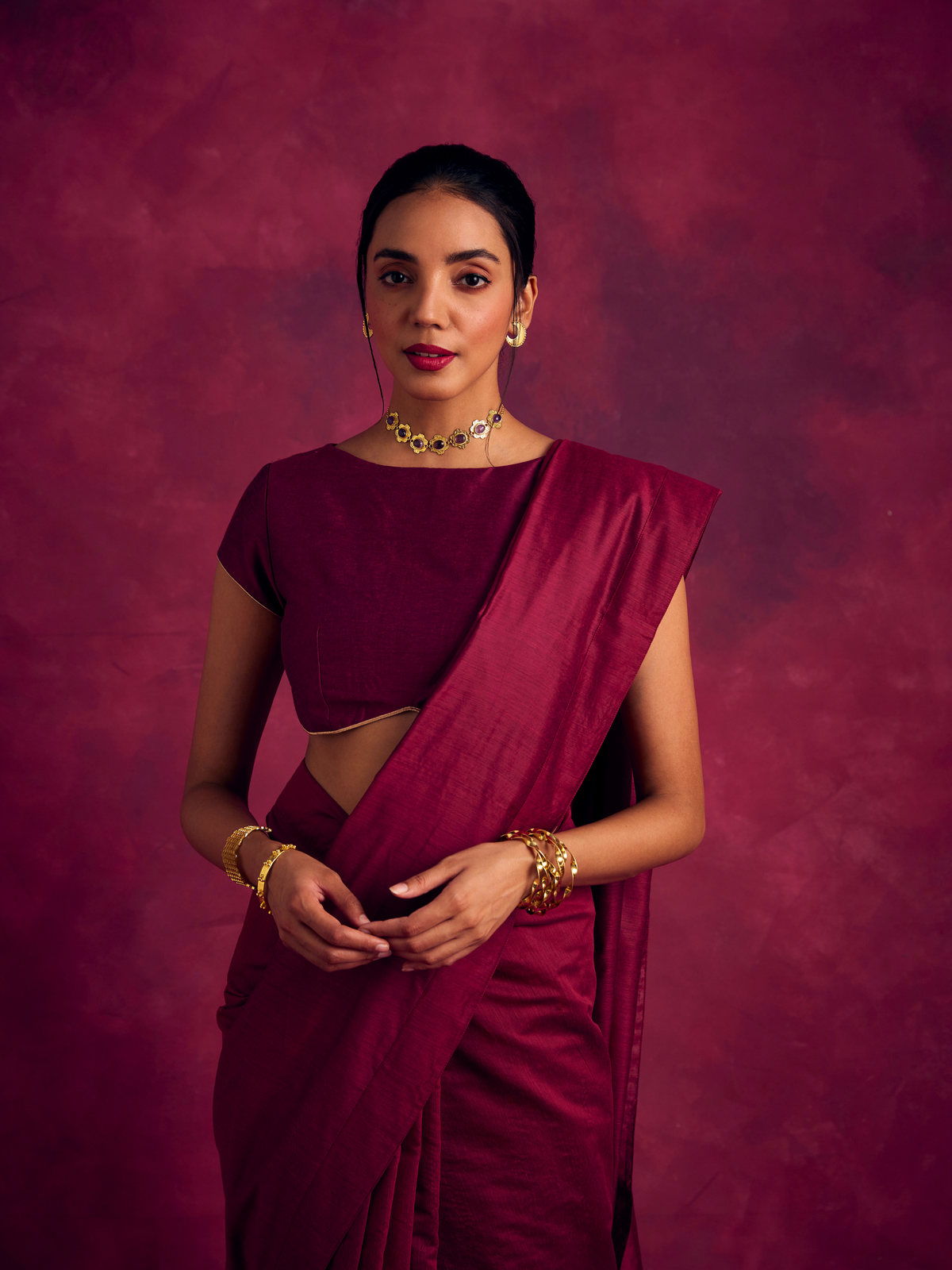 Semi Chinia Silk woven saree -Cabaret Pink