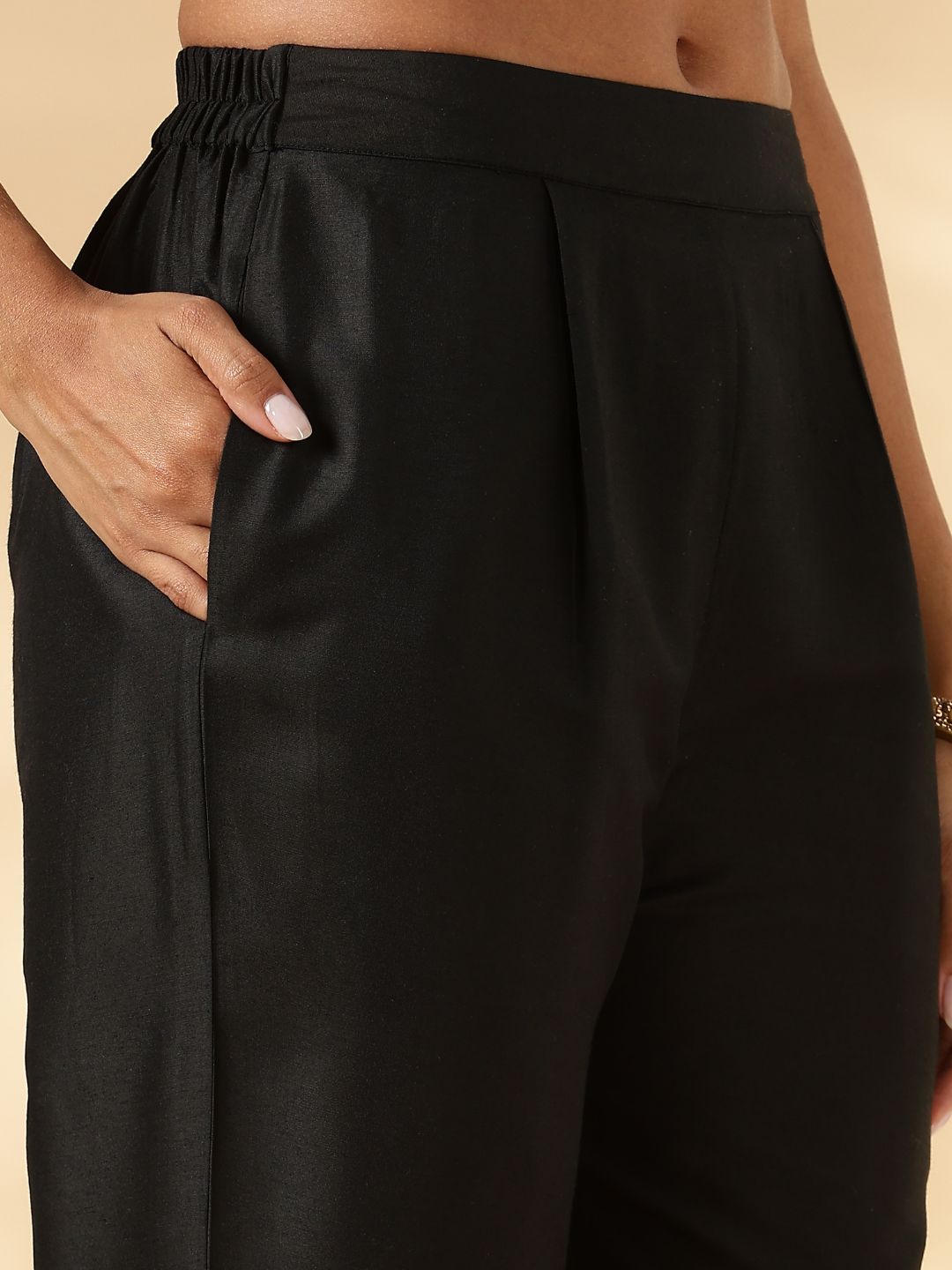 Black Brocade Angrakha Kurta and Pant Set