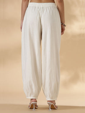 Box Pleat solid white Kurta with knife pleat salwar pants