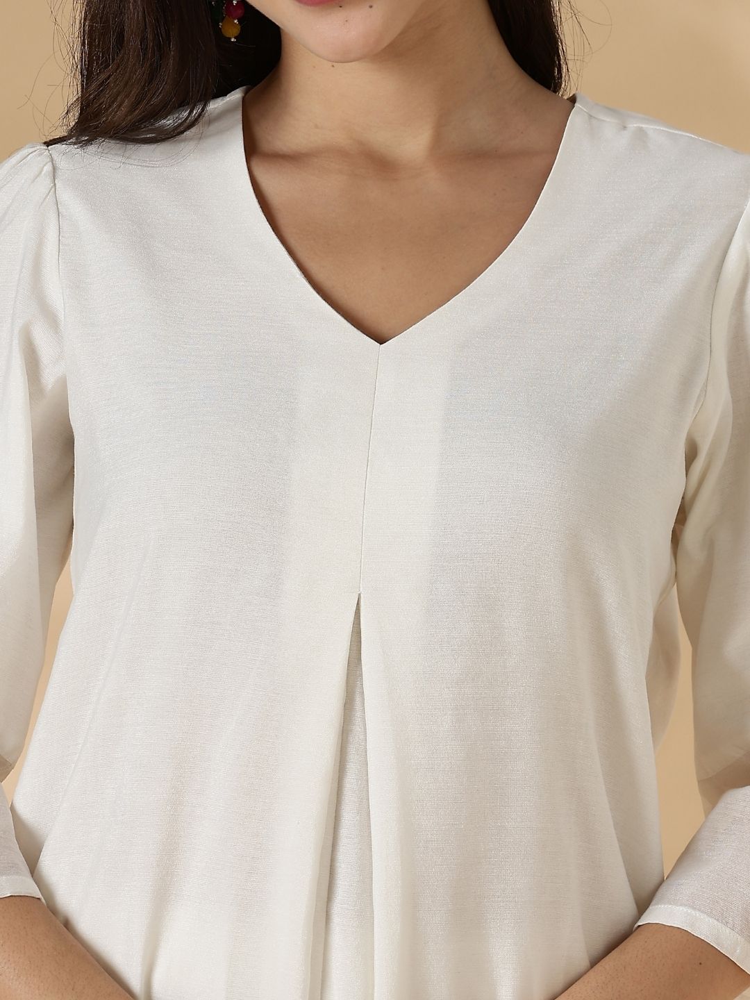 Box Pleat solid white Kurta with knife pleat salwar pants