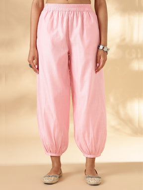 Box Pleat solid pink Kurta with knife pleat salwar pants