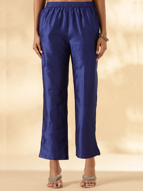 Solid Blue Sleeveless Kurta Pant Set