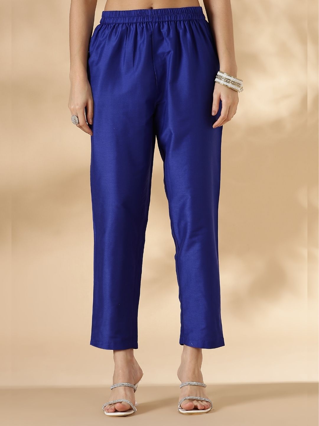 Blue Kurta Pant Set with Brocade Detail