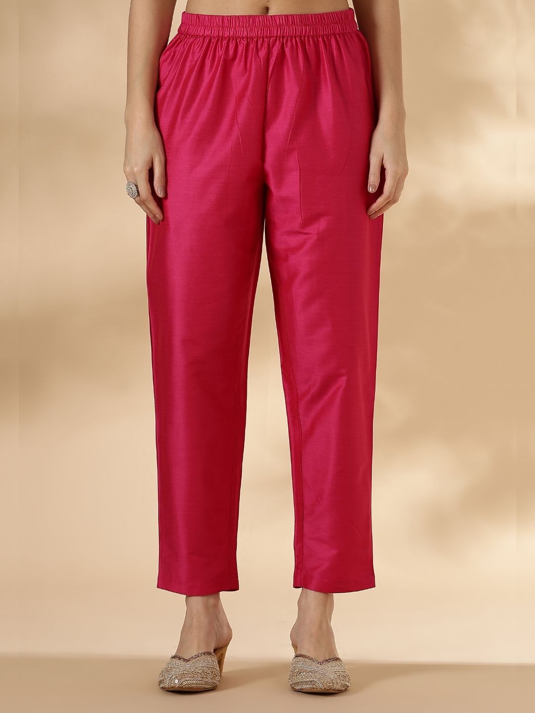 Pink Kurta Pant set with Brocade Detail