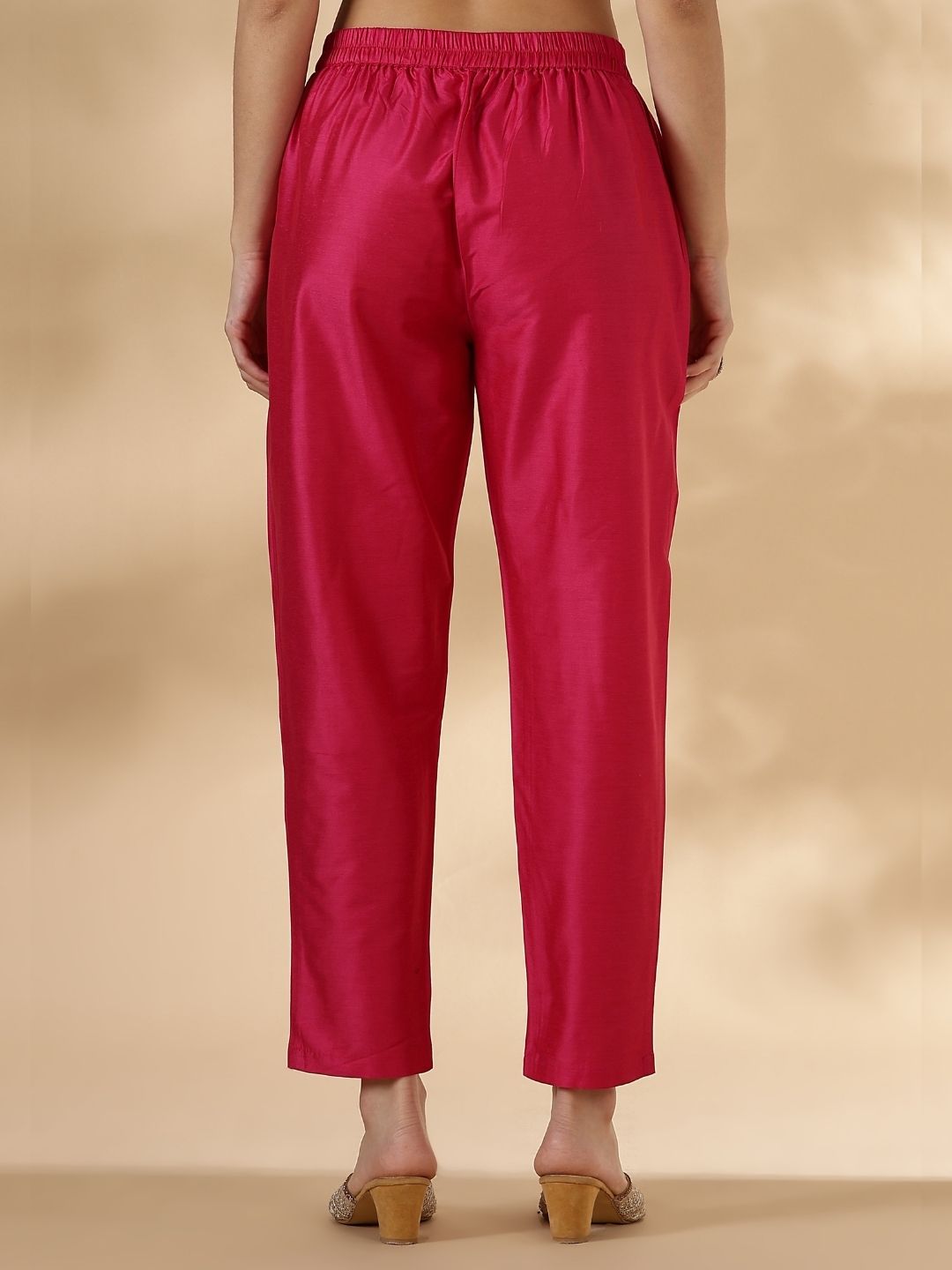 Pink Kurta Pant set with Brocade Detail