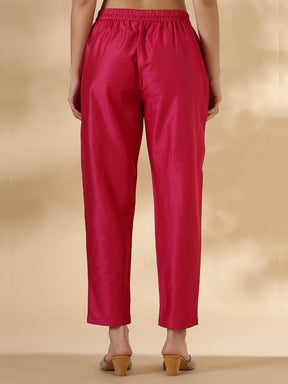 Pink Kurta Pant set with Brocade Detail