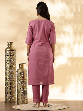 Pink Lurex Kurta with solid Pant Set