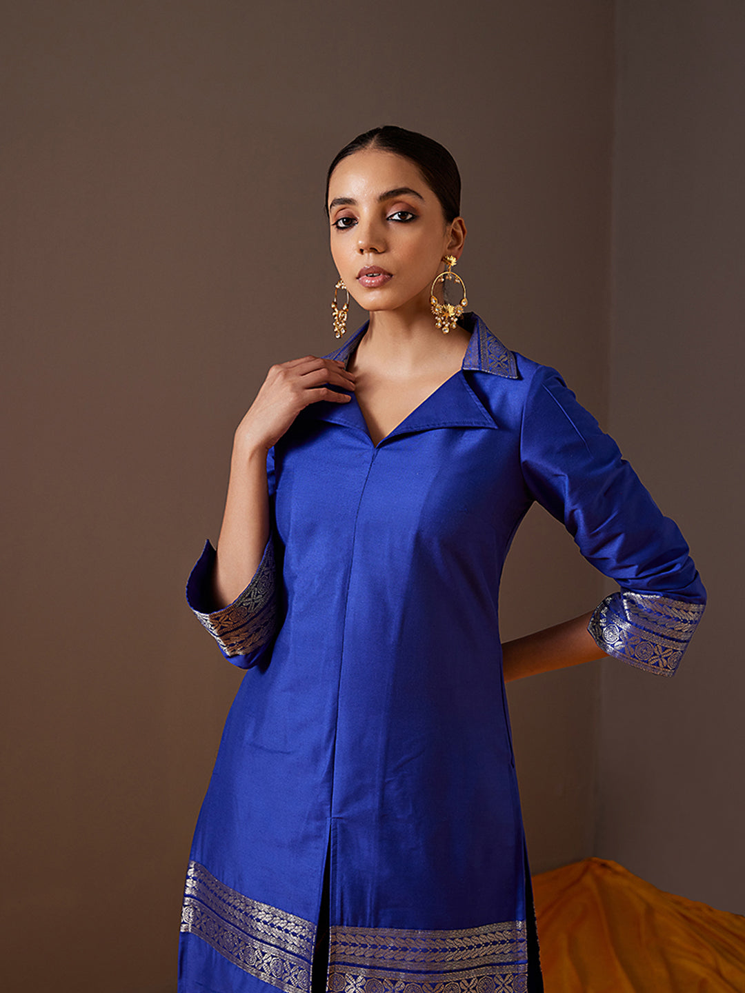 Collared Banarasi Kurta with pegged pants | Relove