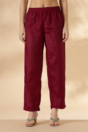 Maroon Heritage Print Velvert Kurta Pant Set with velvet Dupatta