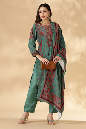 Sage Floral Kashmiri Printed Suit Set