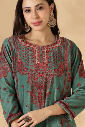 Sage Floral Kashmiri Printed Suit Set