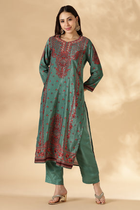 Sage Floral Kashmiri Printed Suit Set