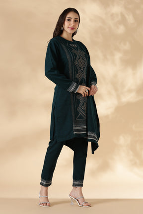 Emerald Kashmiri Pattern Kurta Pant Set with  Shawl
