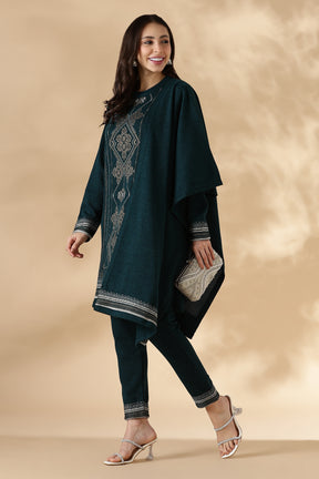 Emerald Kashmiri Pattern Kurta Pant Set with  Shawl