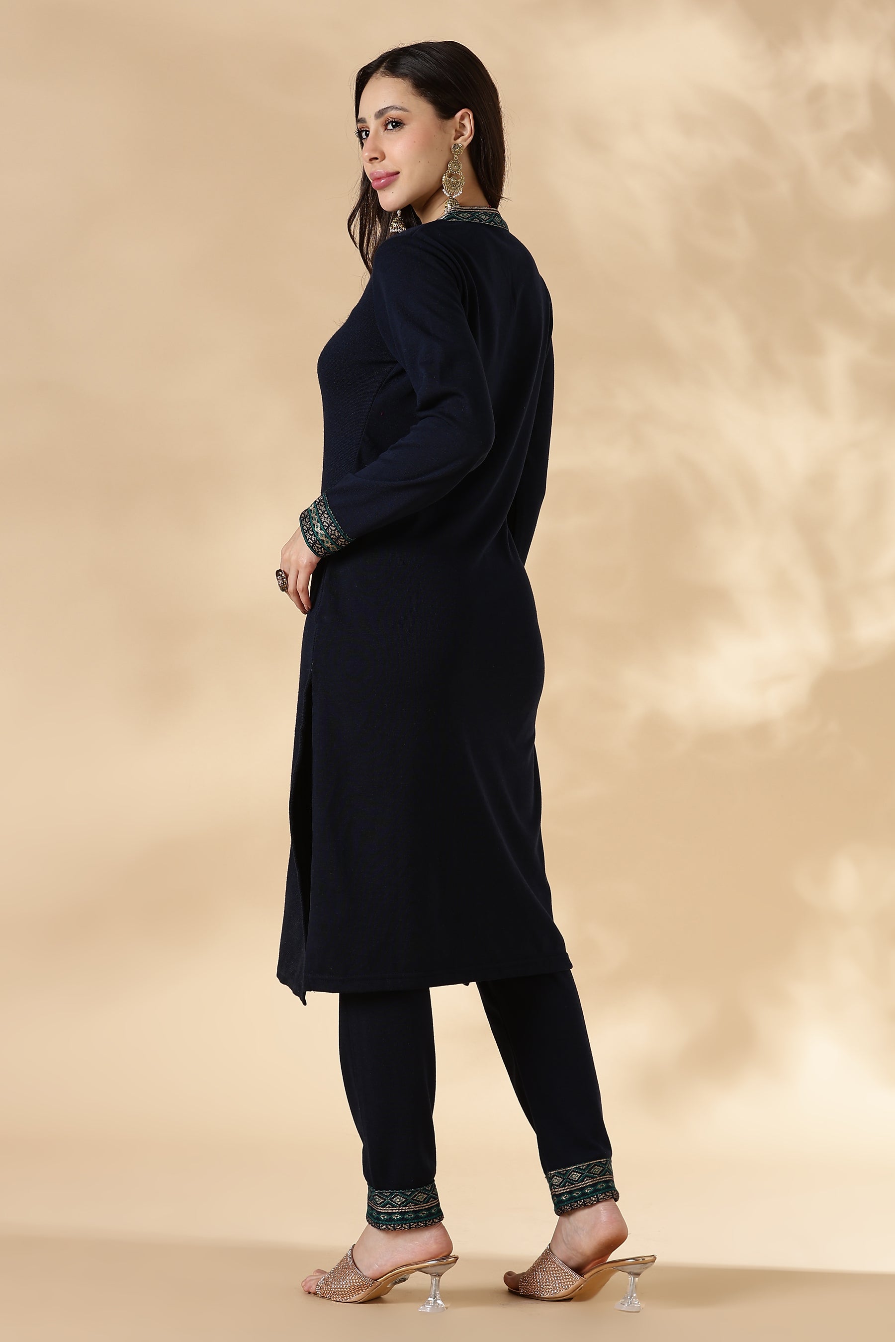Navy Kashmiri Motif Kurta Pant Set