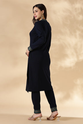 Navy Kashmiri Motif Kurta Pant Set