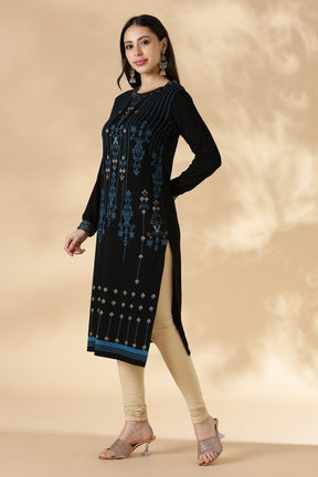 Midnight Blue ornamental Pattern Kurta