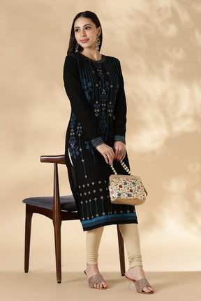Midnight Blue ornamental Pattern Kurta