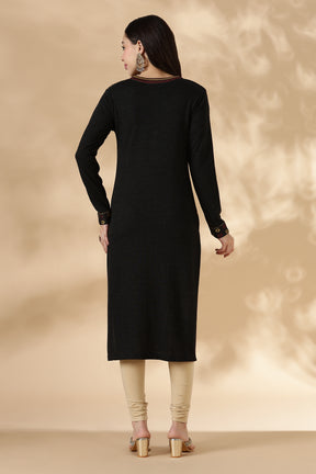 Gold and Black Geometric Heritage Pattern Kurta
