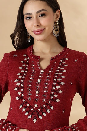 Rust Red Geometric pattern Kurta