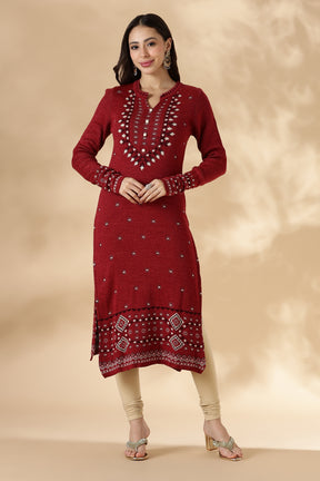 Rust Red Geometric pattern Kurta