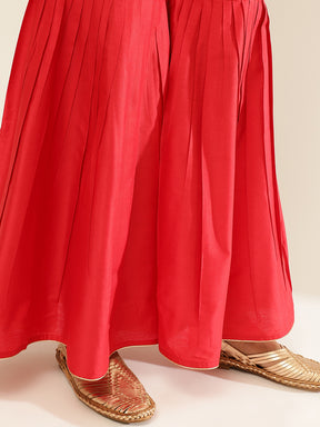Sharara With Golden Piping-Scarlet Red