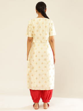 Zari tafetta Kurta Set with contrasting details