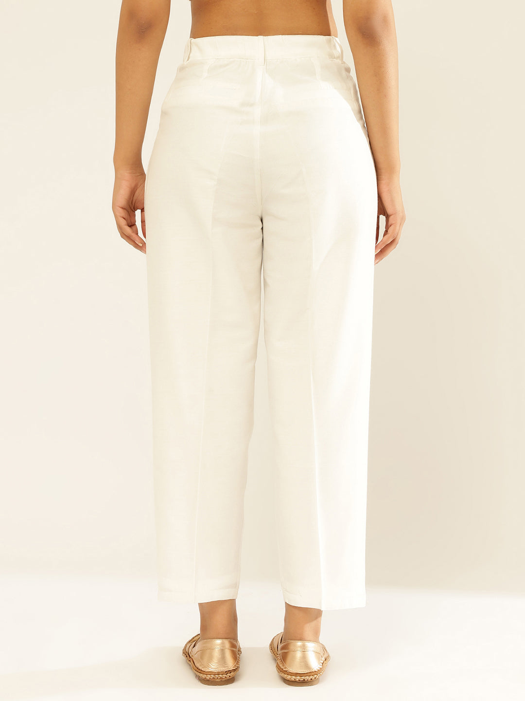 Cotton Semi-Formal Trouser-Pearl White