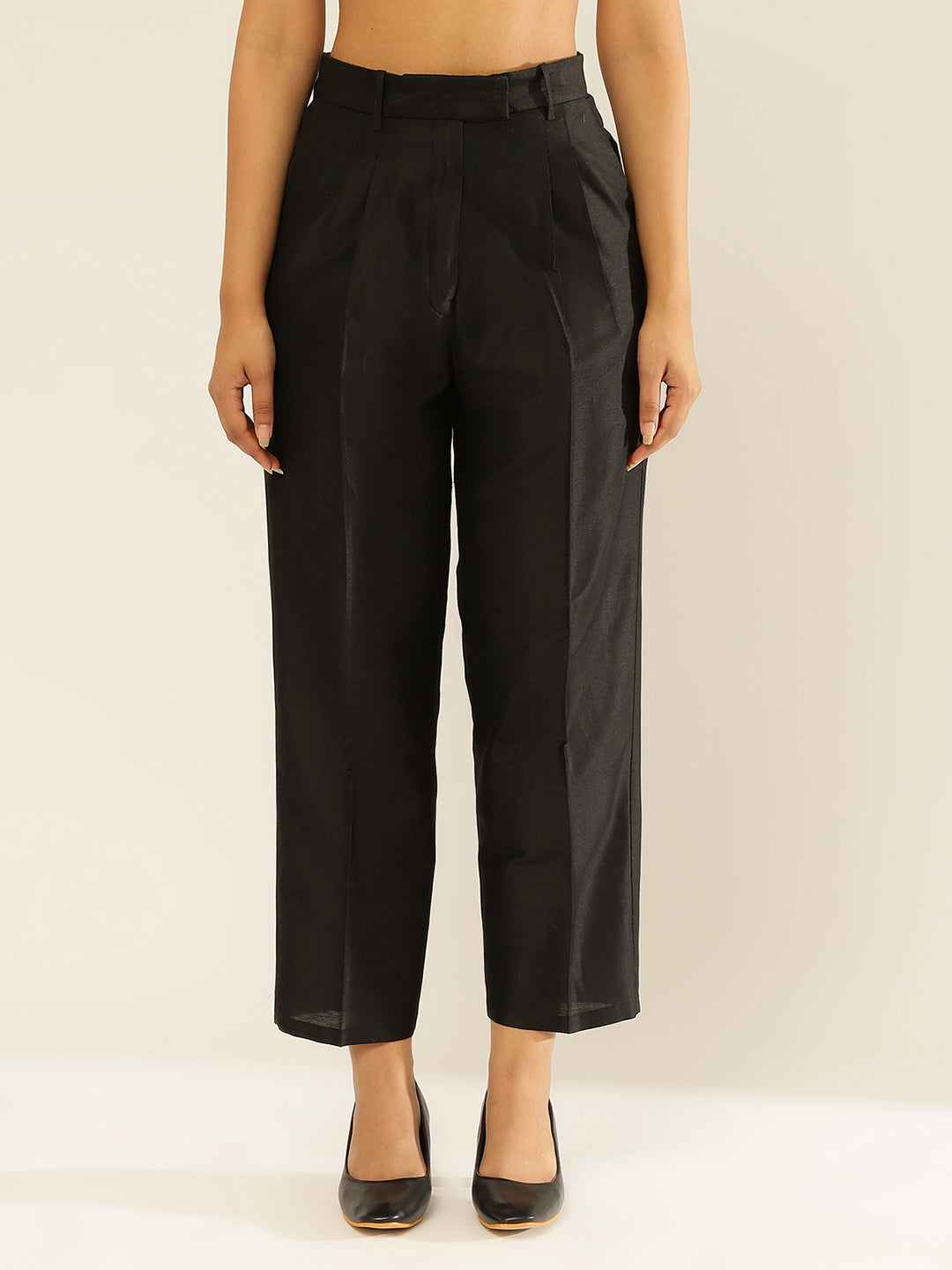 Cotton Semi-Formal Trouser-Metallic Black