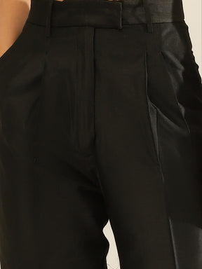 Cotton Semi-Formal Trouser-Metallic Black