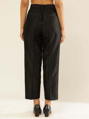 Cotton Semi-Formal Trouser-Metallic Black