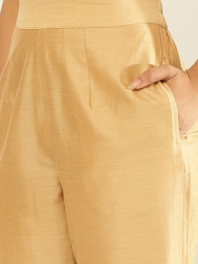Cotton Viscose Straight Pants -Roseate Golden