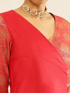 Overlapped zari Banarasi  Kurta Set