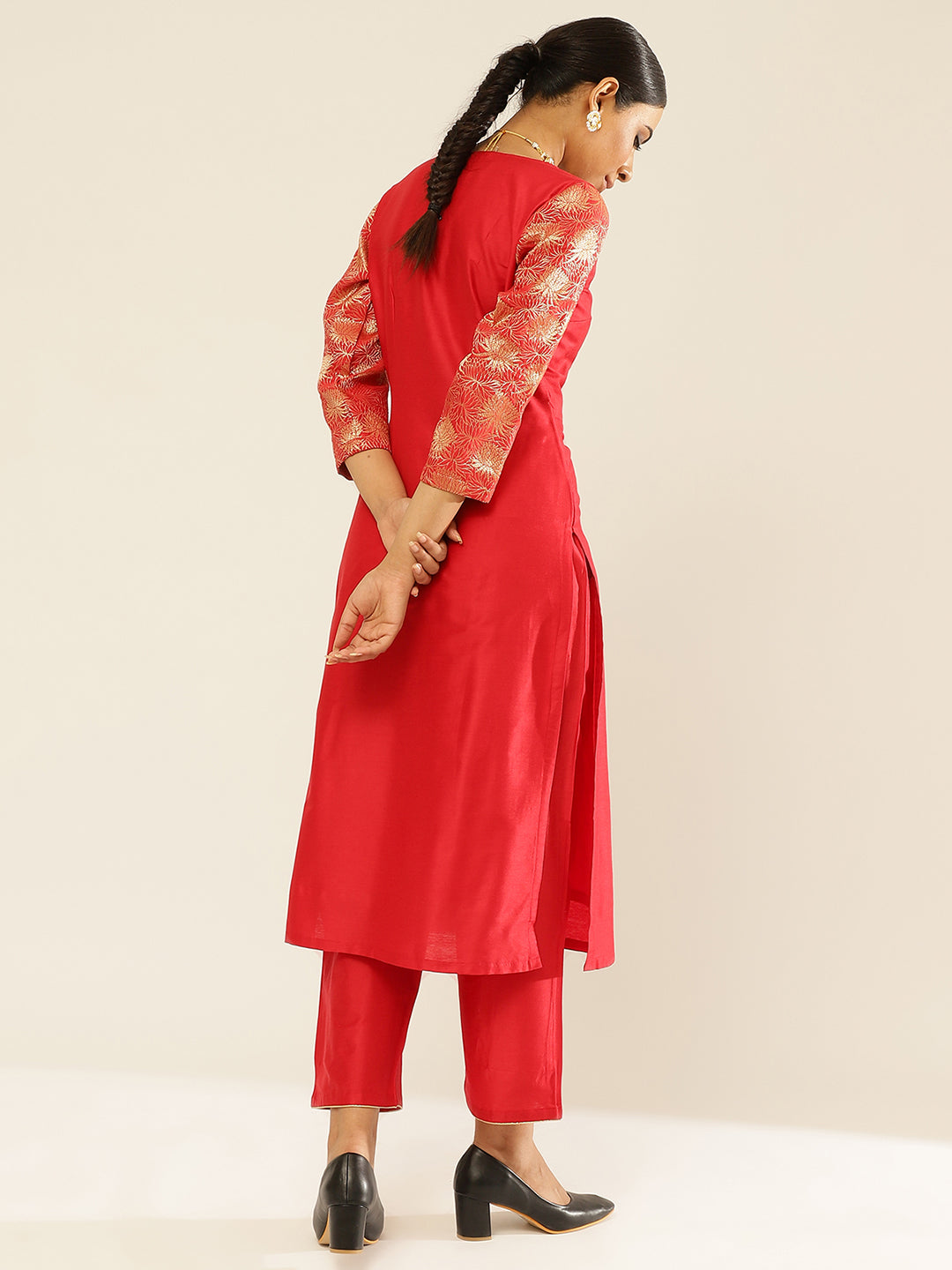 Overlapped zari Banarasi  Kurta Set