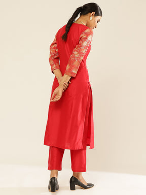 Overlapped zari Banarasi  Kurta Set