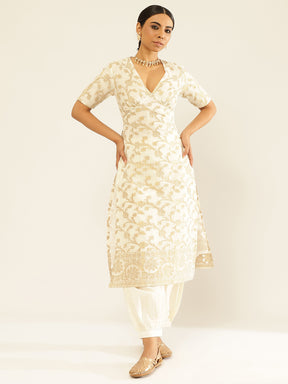 Cotton zari baswada Kurta Set with Back Cut-out and tie-up