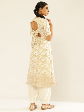 Cotton zari baswada Kurta Set with Back Cut-out and tie-up
